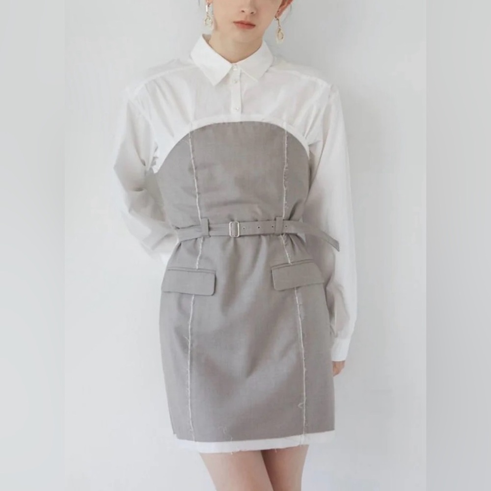 Elegant Two-Tone Blazer Dress
